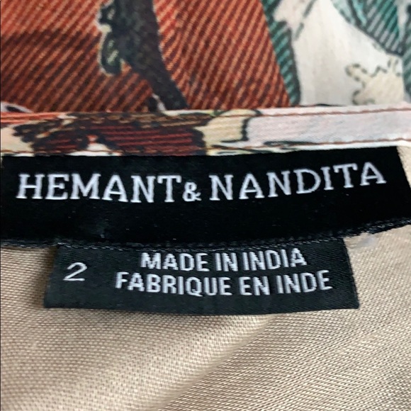 HEMANT & NANDITA Anthropologie Rust Floral Dress Size Small - Picture 6 of 8